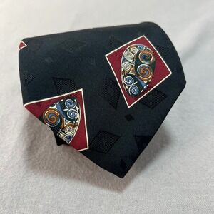 Robert Talbott Studio for Mark Shale  Extra Long Silk Tie Black Paisley 3.75x65